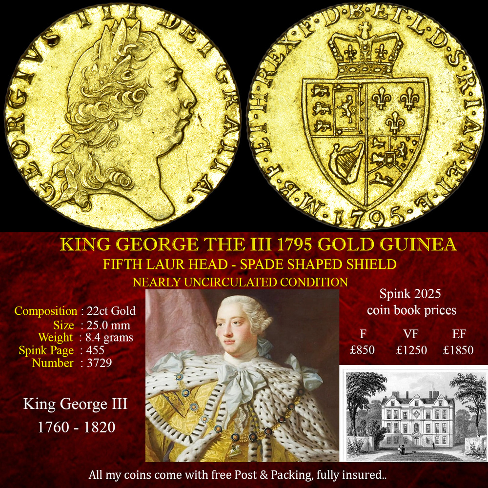KING GEORGE THE III 1795 GOLD GUINEA