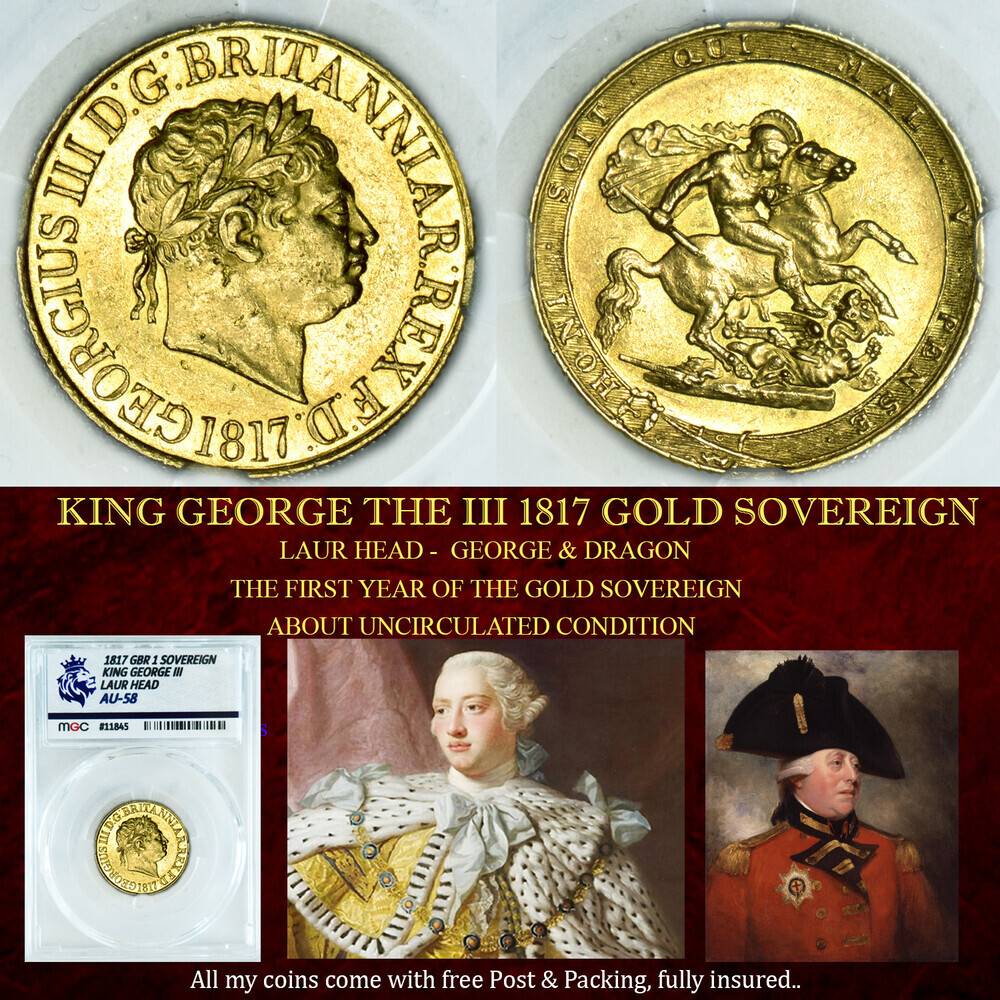 KING GEORGE THE III 1817 GOLD SOVEREIGN AU58