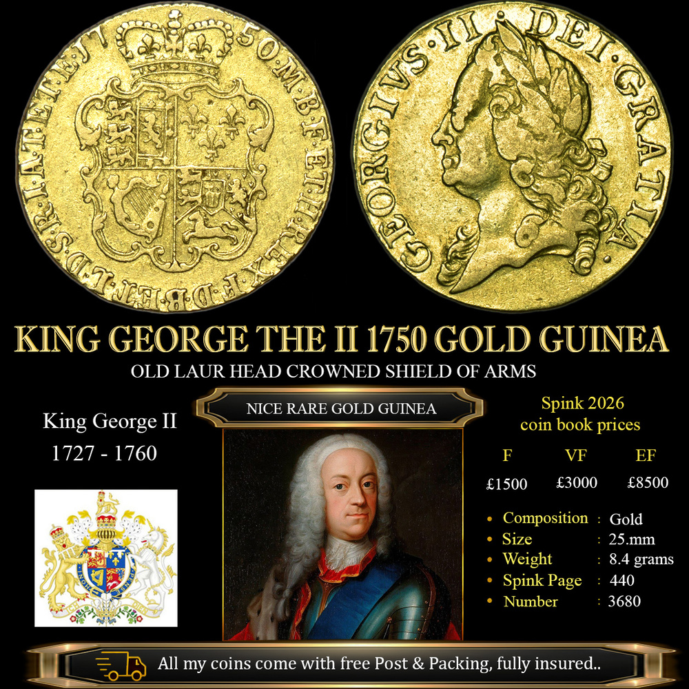 KING GEORGE THE II 1750 GOLD GUINEA