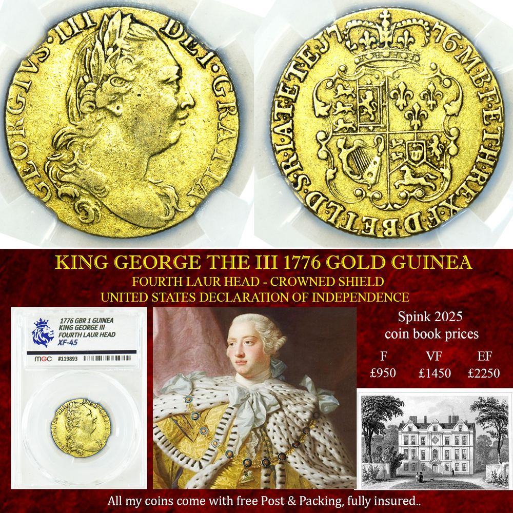 KING GEORGE THE III 1776 GOLD GUINEA XF45