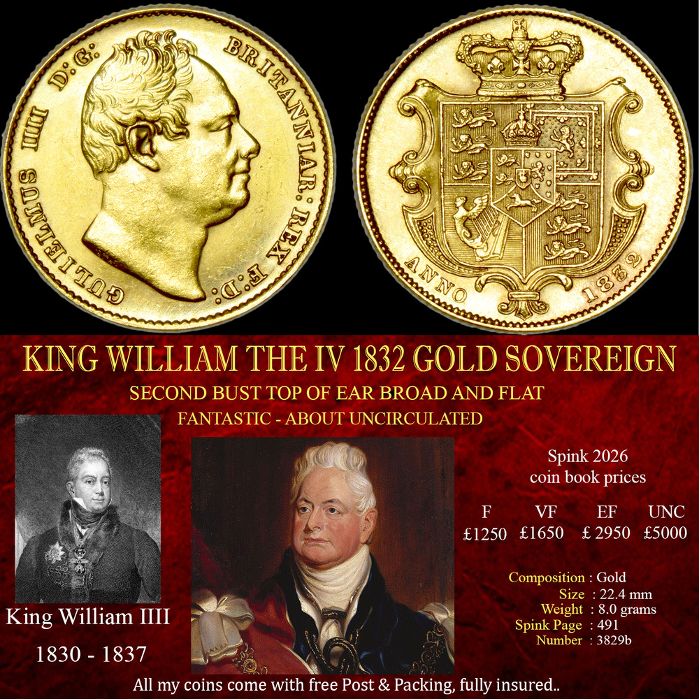 FANTASTIC KING WILLIAM THE IV 1832 GOLD SOVEREIGN
