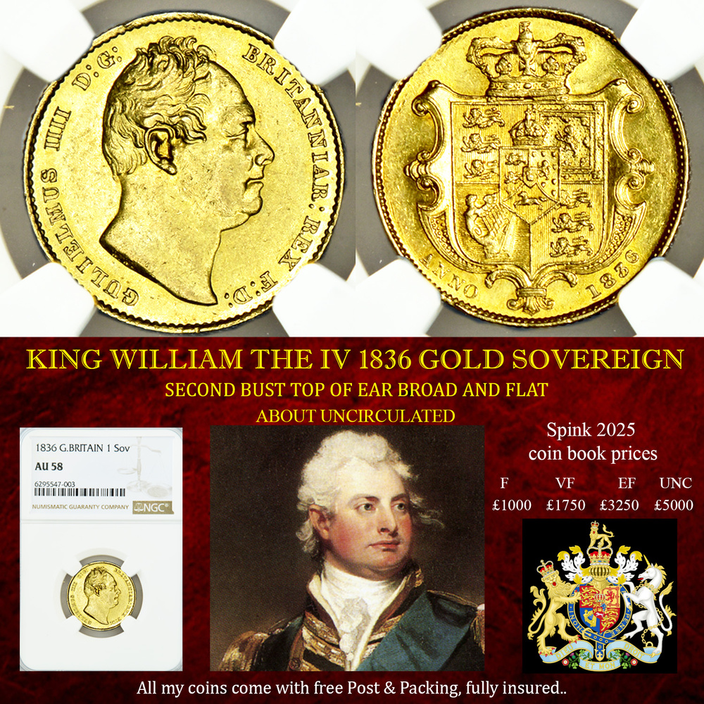 EXCELLENT KING WILLIAM THE IV 1836 GOLD SOVEREIGN