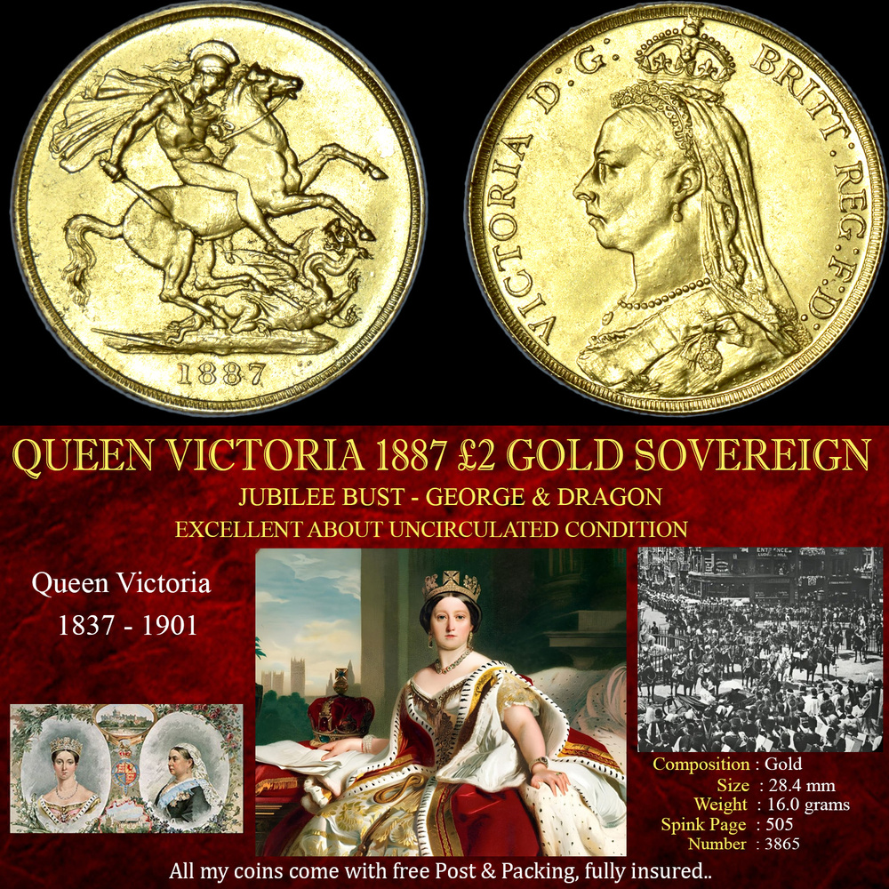 SUPERB QUEEN VICTORIA 1887 2 GOLD SOVEREIGN