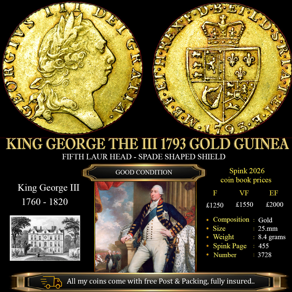KING GEORGE THE III 1793 GOLD GUINEA