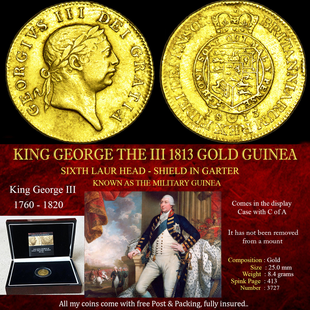 VERY RARE KING GEORGE THE III 1813 GOLD GUINEA