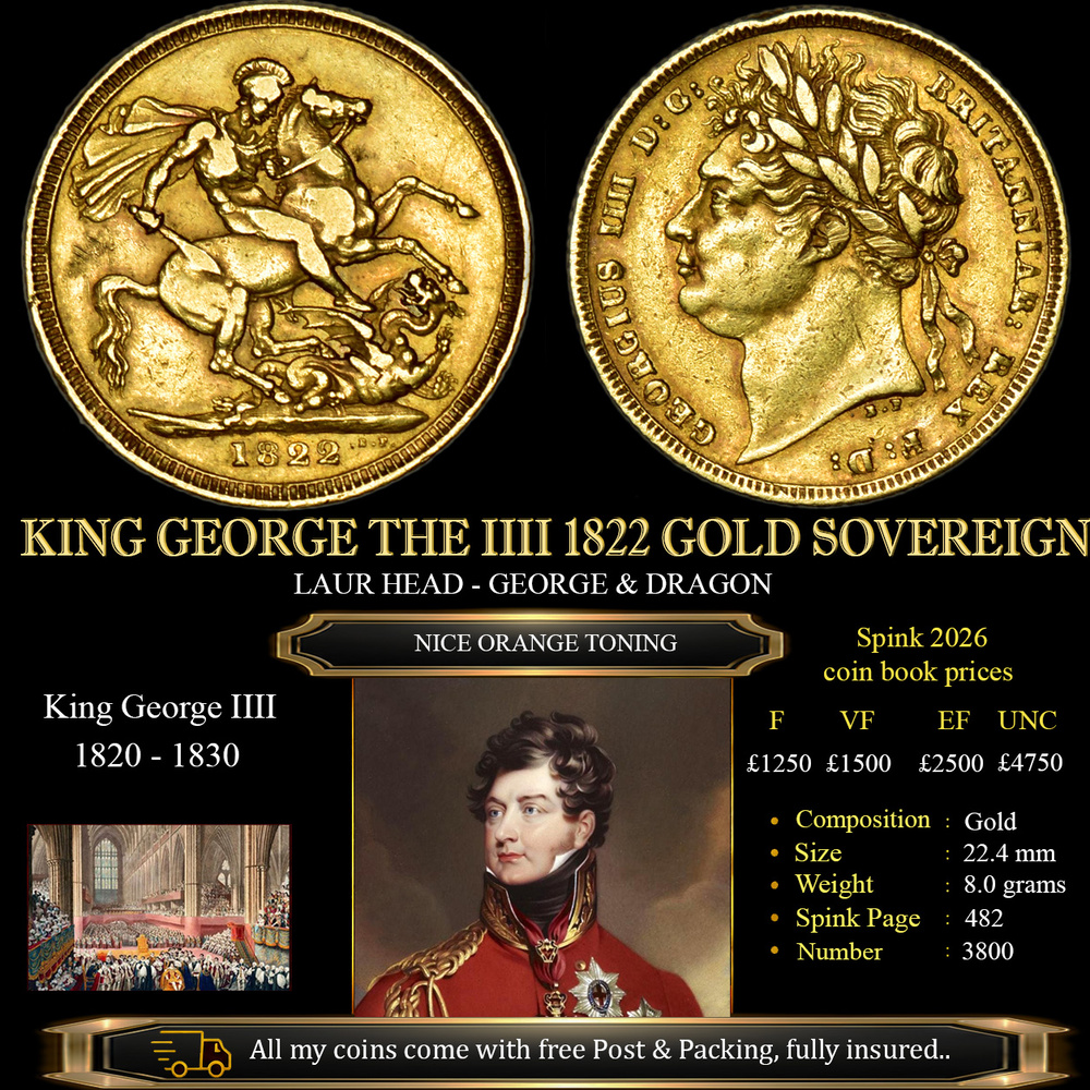 KING GEORGE THE IIII 1822 GOLD SOVEREIGN