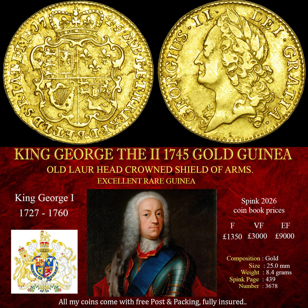 KING GEORGE THE II 1745 GOLD GUINEA