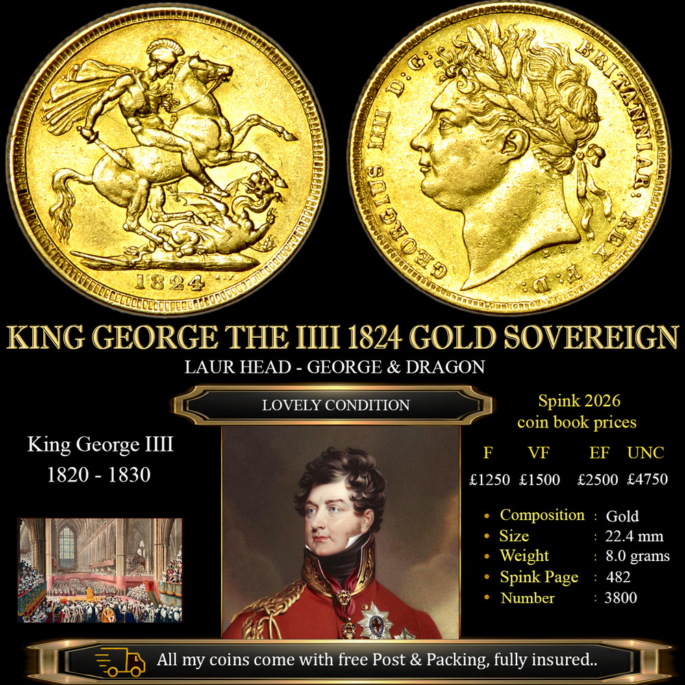 KING GEORGE THE IIII 1824 GOLD SOVEREIGN