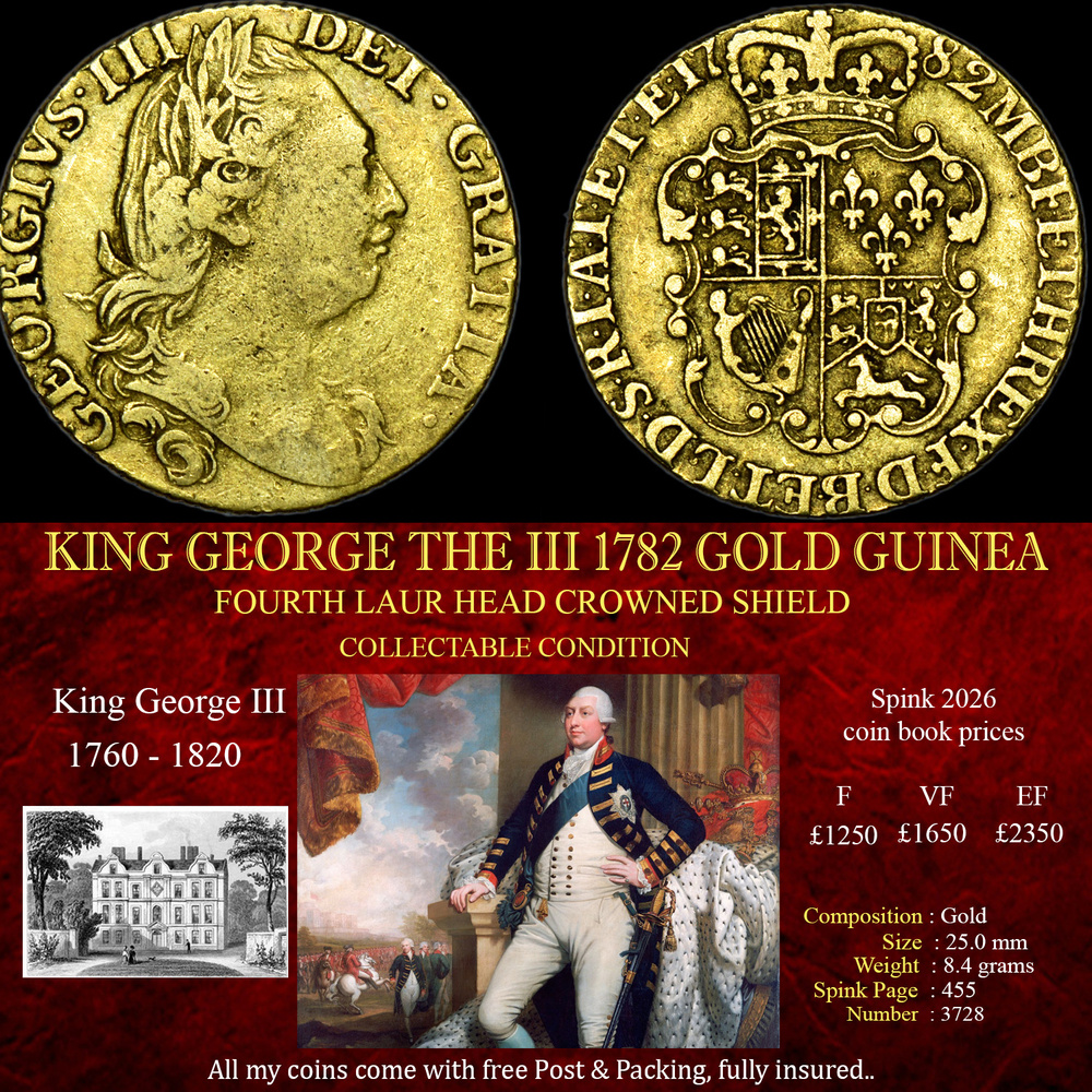 KING GEORGE THE II 1782 GOLD GUINEA
