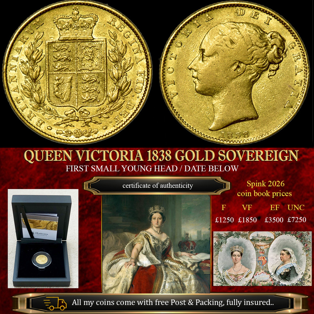 QUEEN VICTORIA 1838 GOLD SOVEREIGN HATTONS