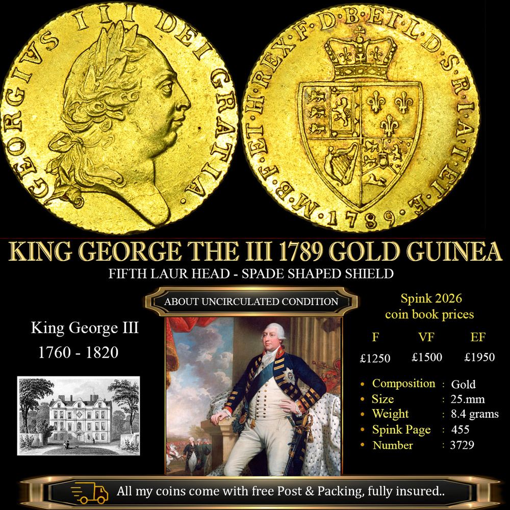 KING GEORGE THE III 1789 GOLD GUINEA