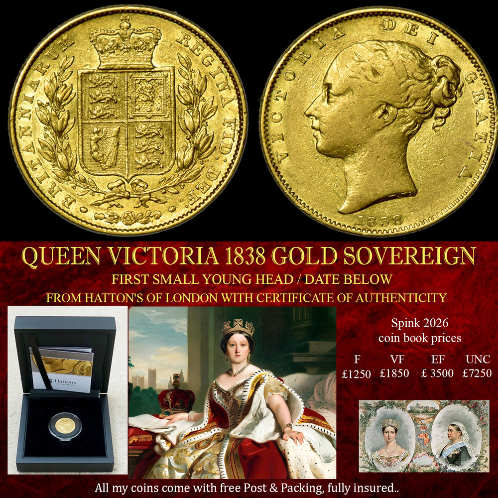 QUEEN VICTORIA 1838 GOLD SOVEREIGN INCASE