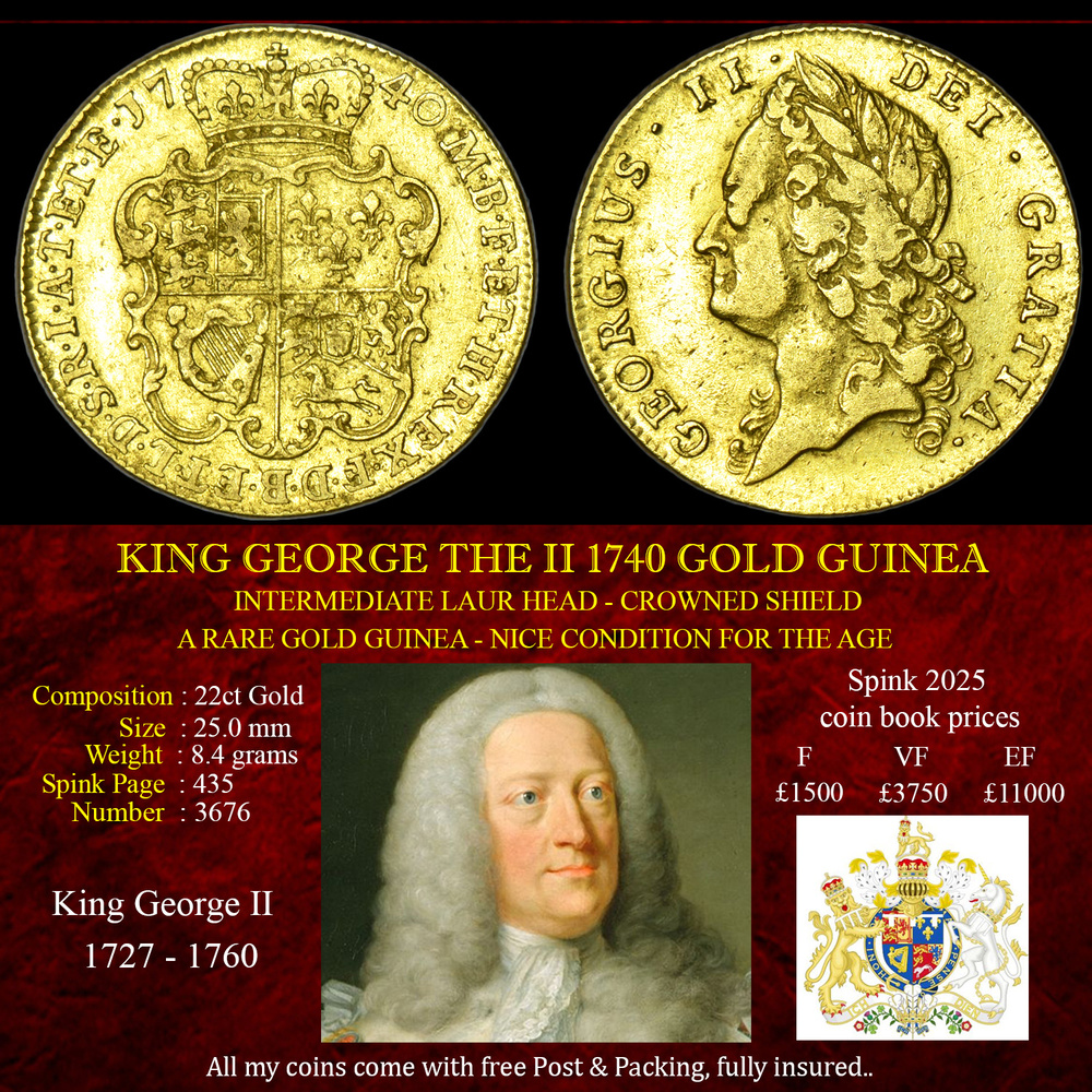 KING GEORGE THE II 1740 GOLD GUINEA