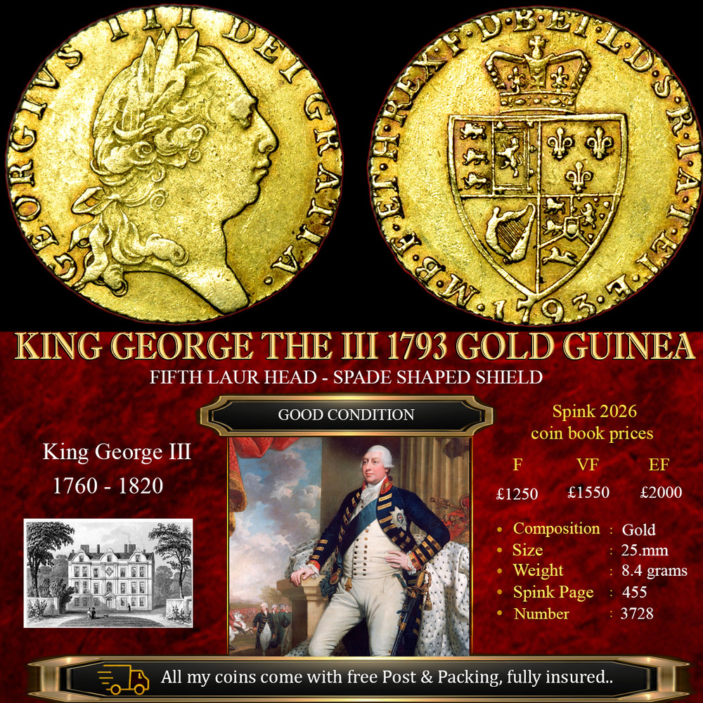 KING GEORGE THE III 1793 GOLD GUINEA