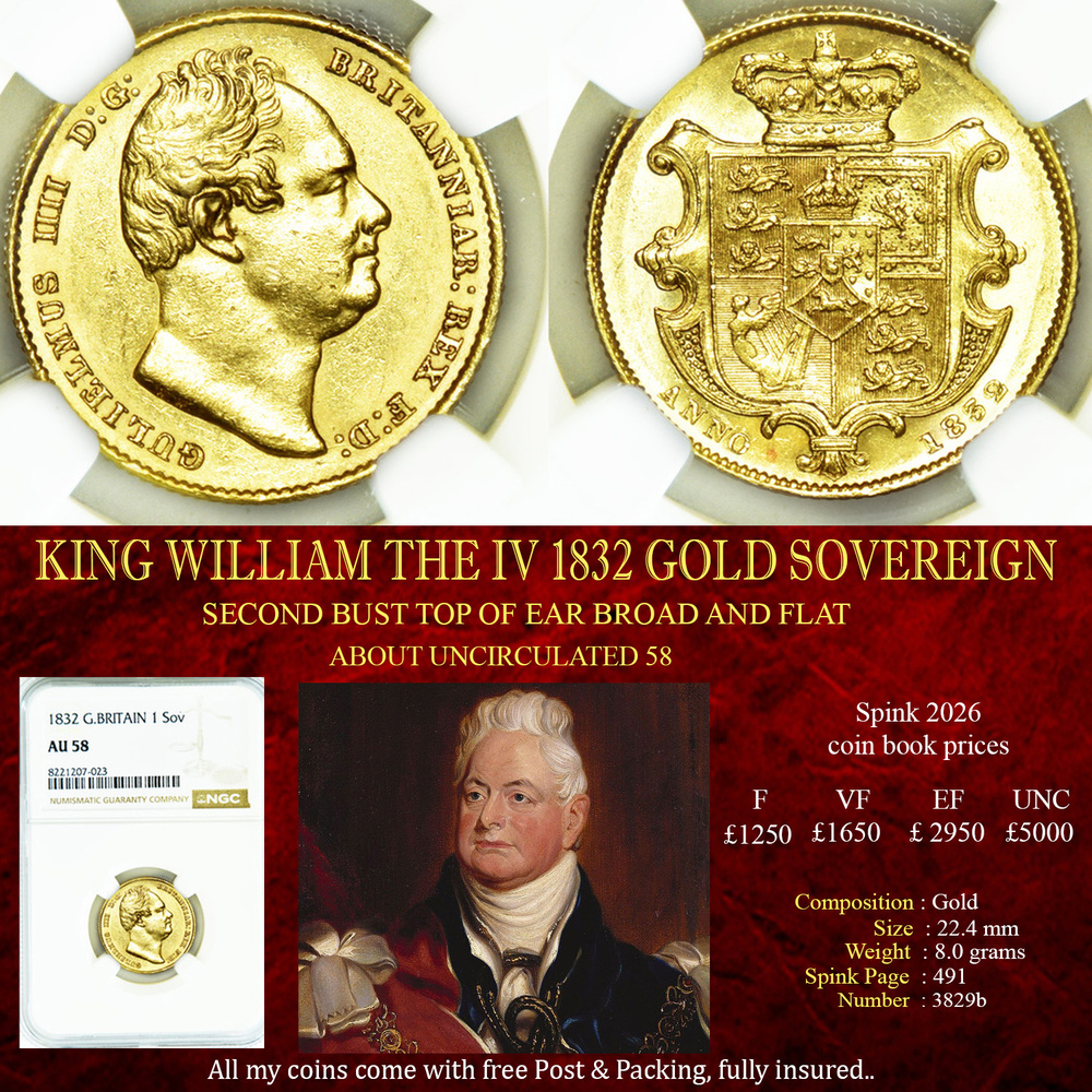 KING WILLIAM THE IV 1832 GOLD SOVEREIGN