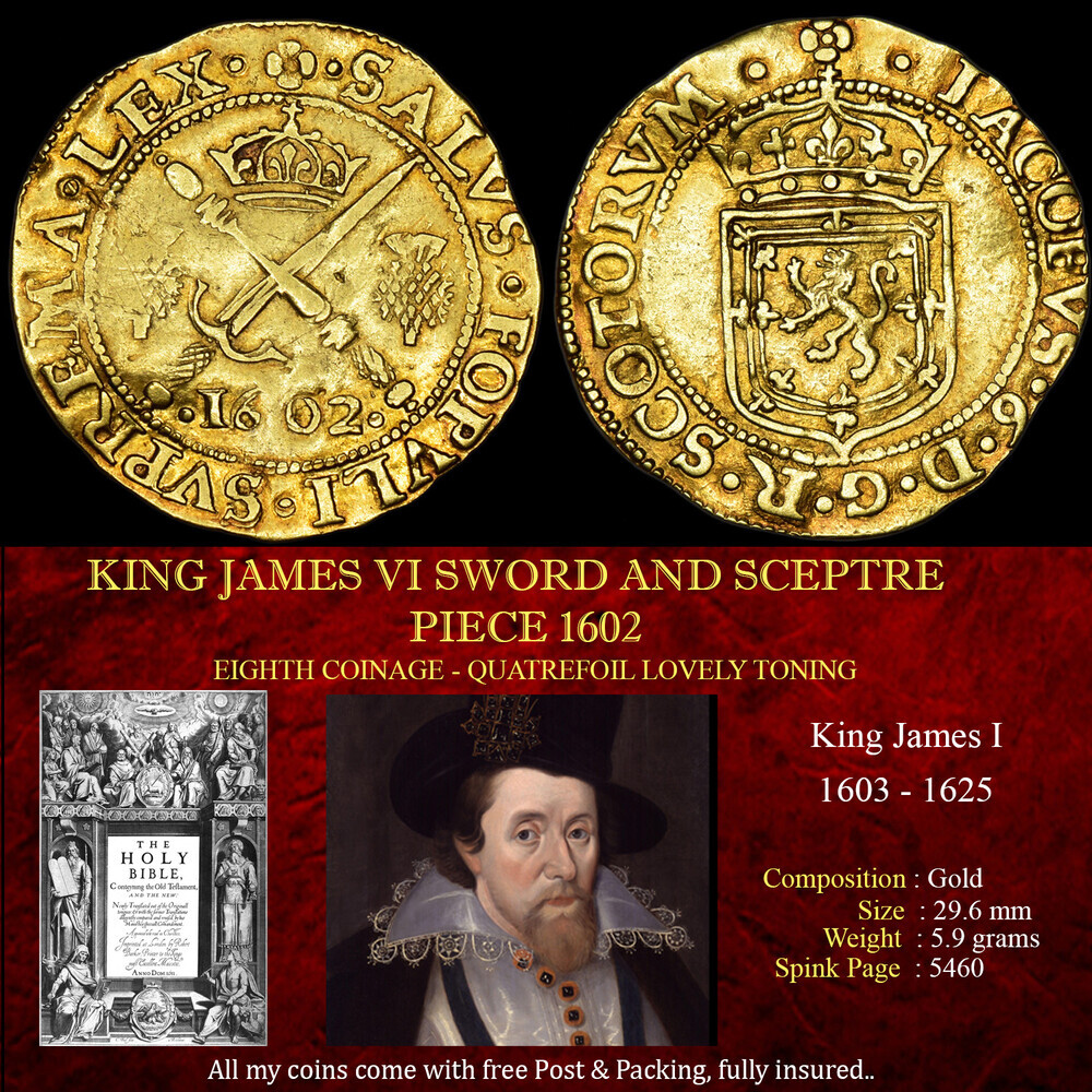 KING JAMES VI SWORD AND SCEPTRE 1602 PIECE