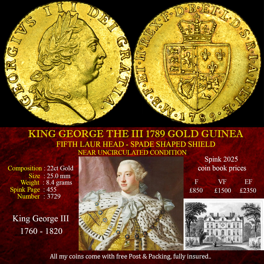 KING GEORGE THE III 1789 GOLD GUINEA