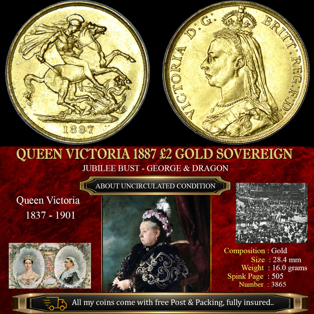 SUPERB QUEEN VICTORIA 1887 2 GOLD SOVEREIGN