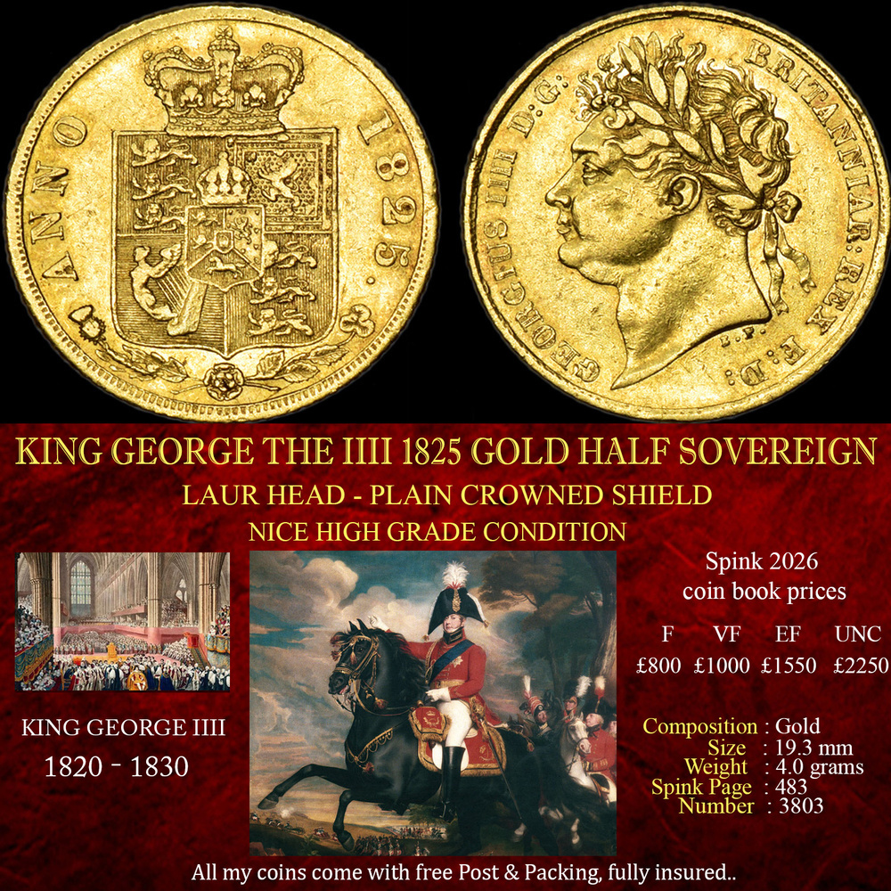 KING GEORGE THE IIII 1825 GOLD HALF SOVEREIGN