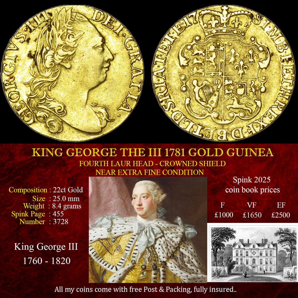 KING GEORGE THE III 1781 GOLD GUINEA