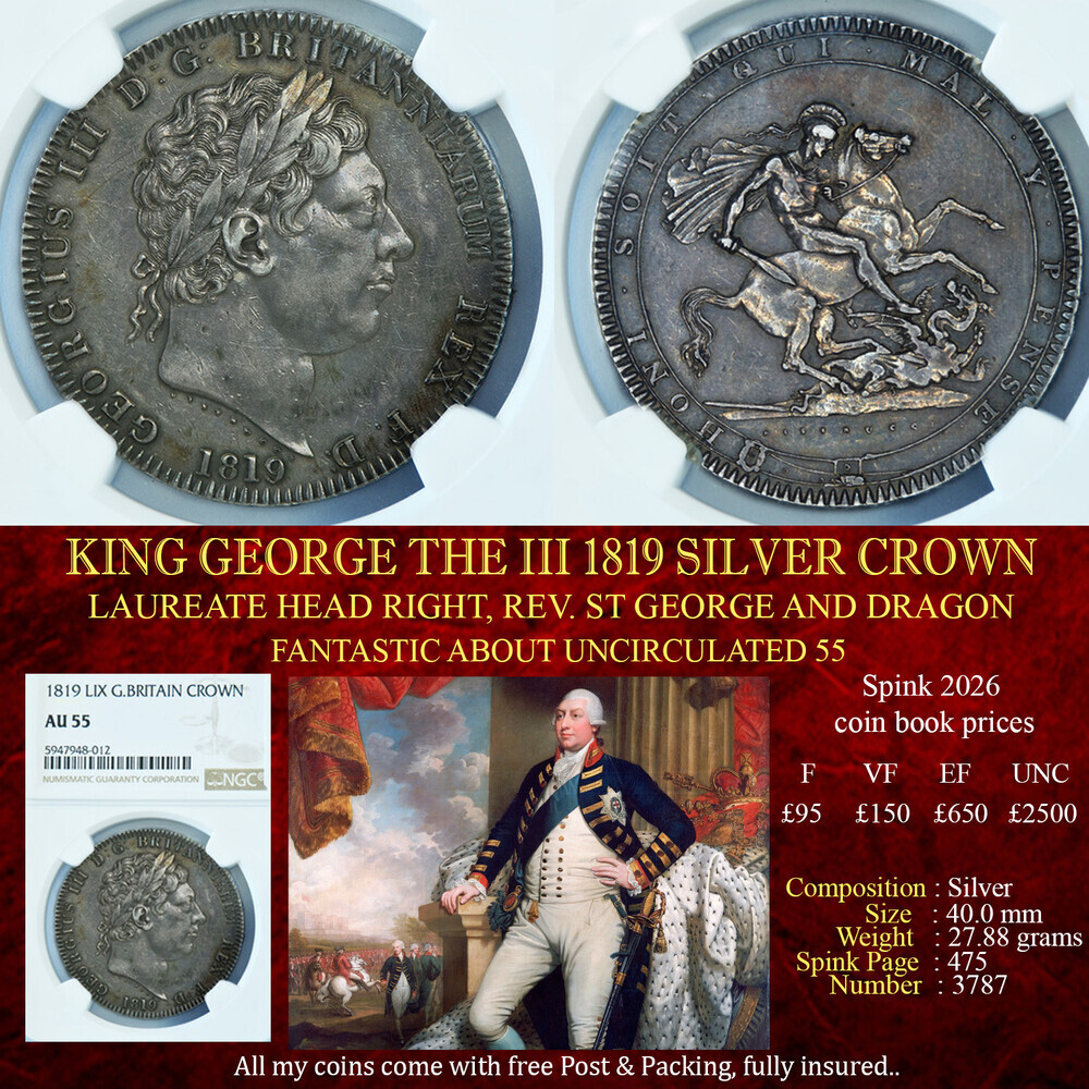 KING GEORGE THE III 1819 CROWN AU55