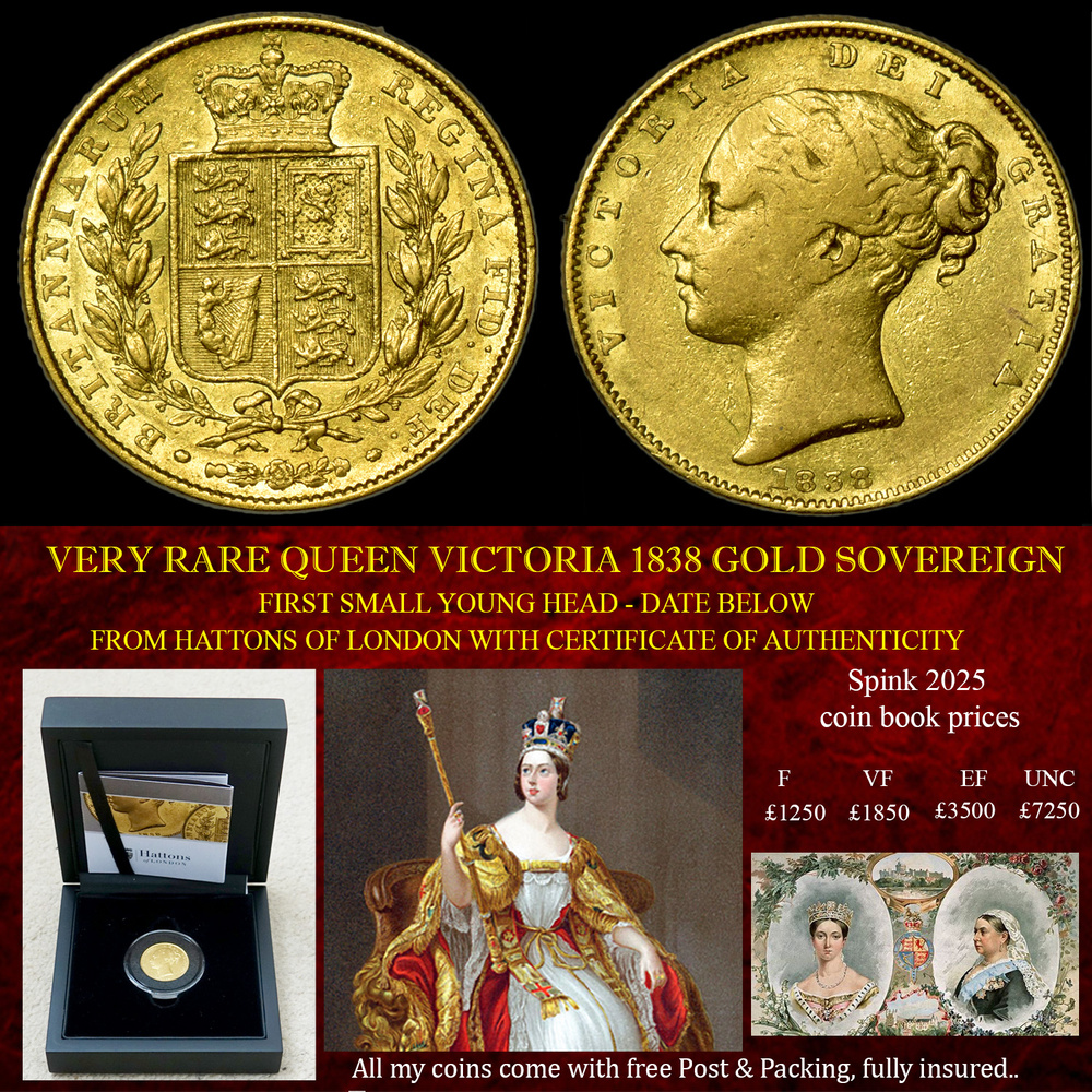 QUEEN VICTORIA 1838 GOLD SOVEREIGN INCASE