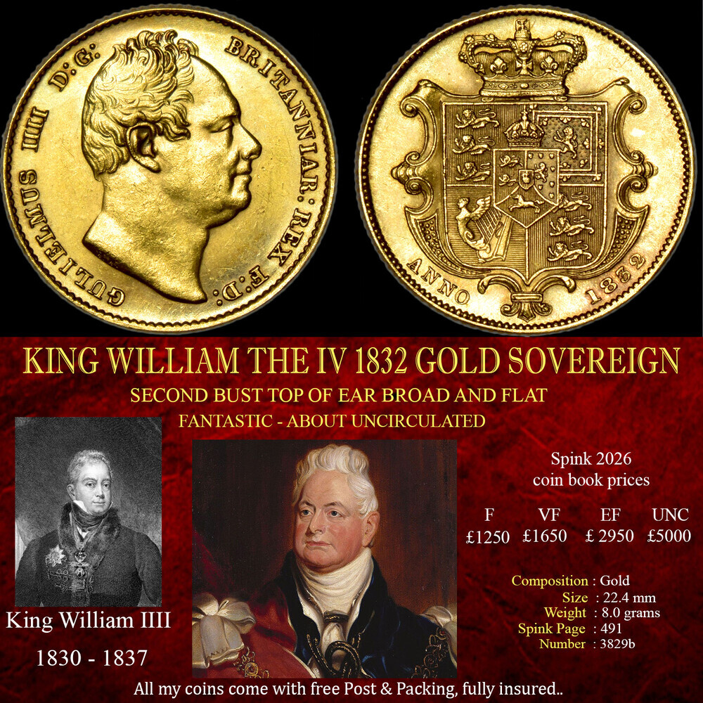 FANTASTIC KING WILLIAM THE IV 1832 GOLD SOVEREIGN