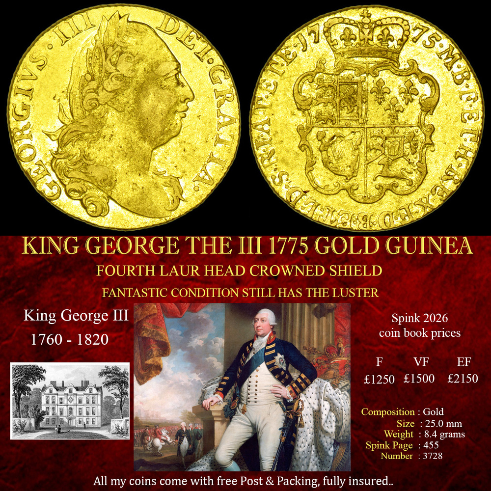 KING GEORGE THE III 1775 GOLD GUINEA