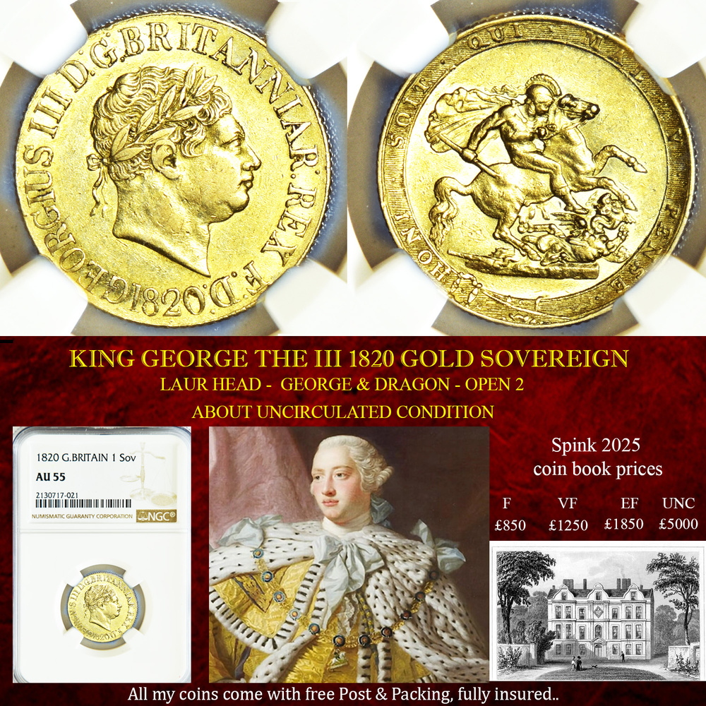 KING GEORGE THE III 1820 GOLD SOVEREIGN AU55