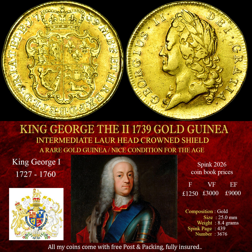 KING GEORGE THE II 1739 GOLD GUINEA