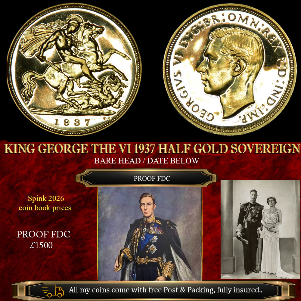 EXCELLENT KING GEORGE THE VI 1937 HALF GOLD SOVEREIGN