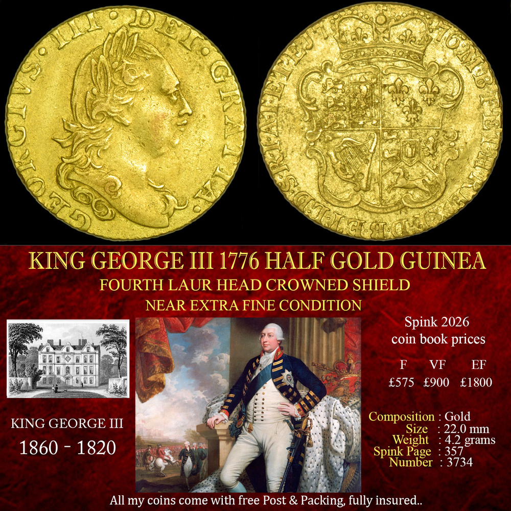 KING GEORGE III 1776 HALF GOLD GUINEA