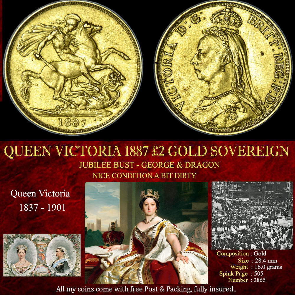 QUEEN VICTORIA 1887 £2 GOLD SOVEREIGN