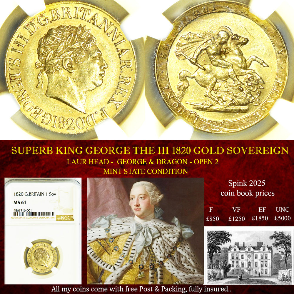 SUPERB KING GEORGE THE III 1820 GOLD SOVEREIGN