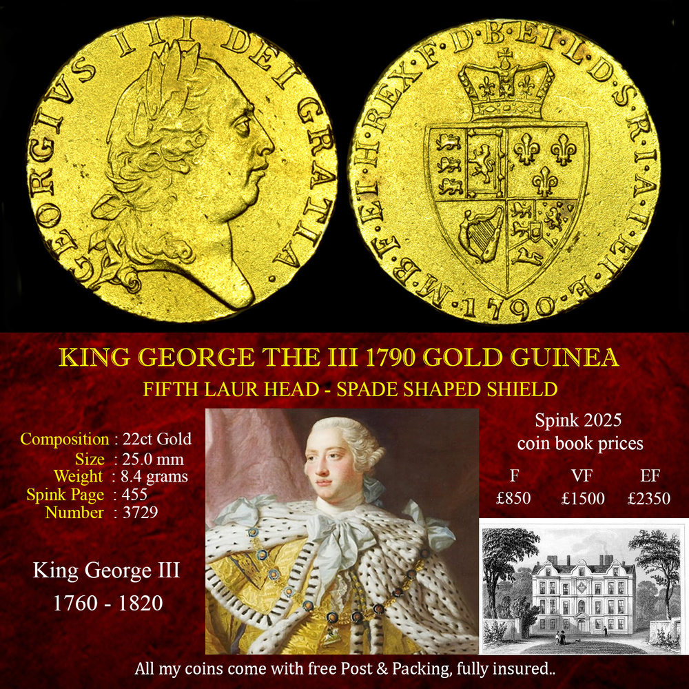 KING GEORGE THE III 1790 GOLD GUINEA