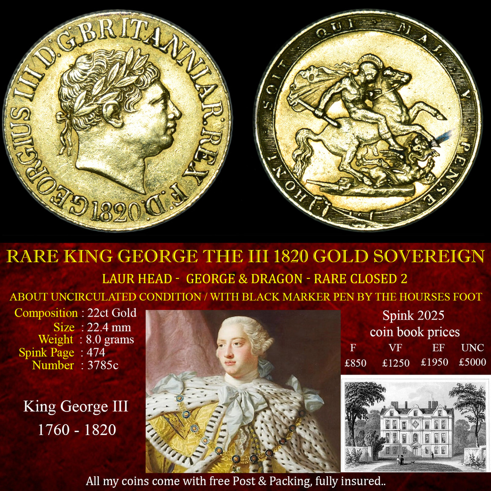 KING GEORGE THE III 1820 GOLD SOVEREIGN CLOSED 2
