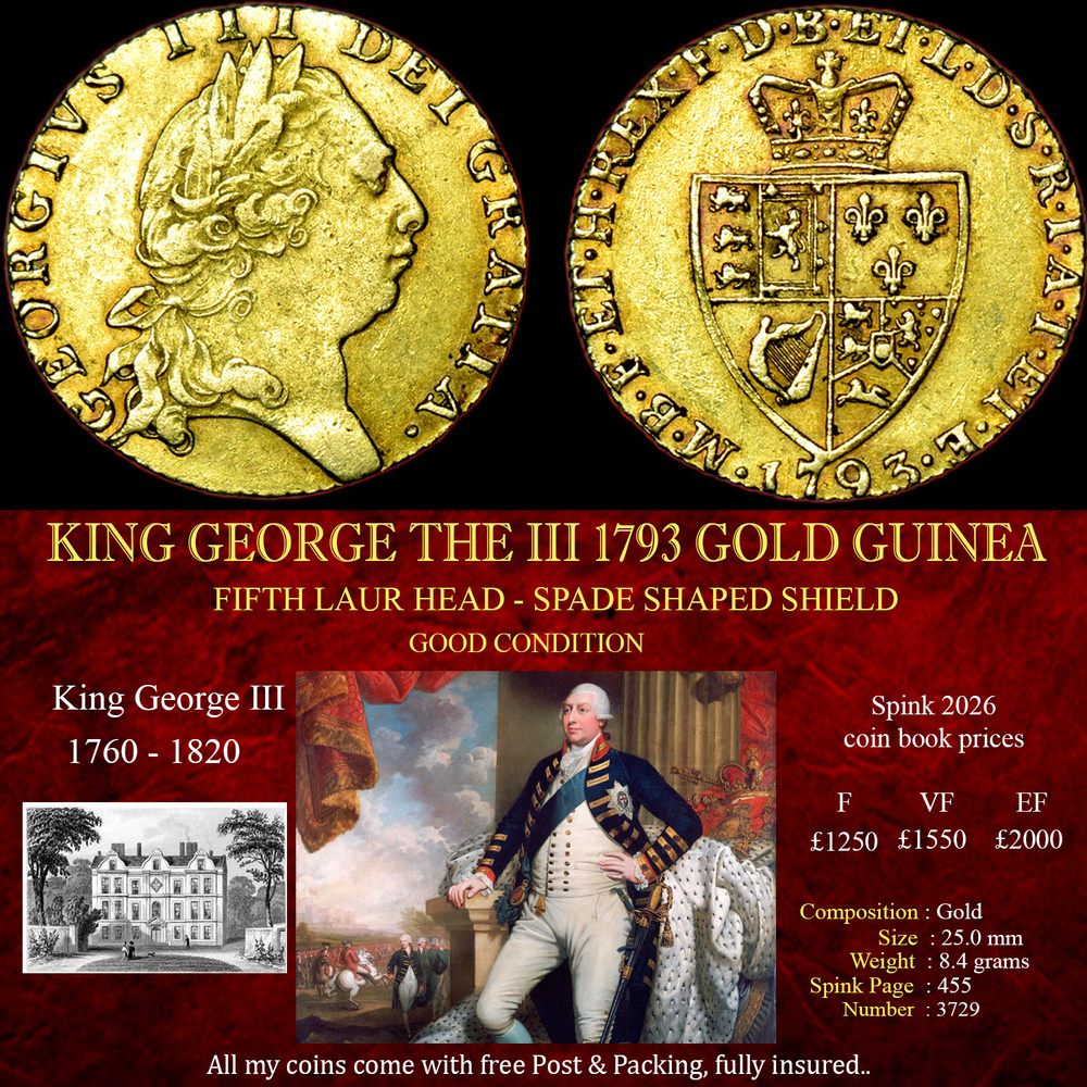 KING GEORGE THE III 1793 GOLD GUINEA