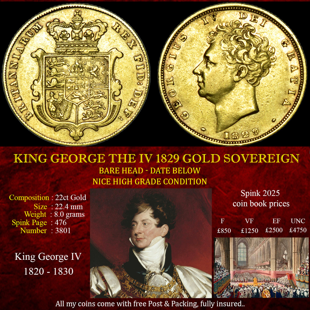 NICE KING GEORGE THE IV 1829 GOLD SOVEREIGN