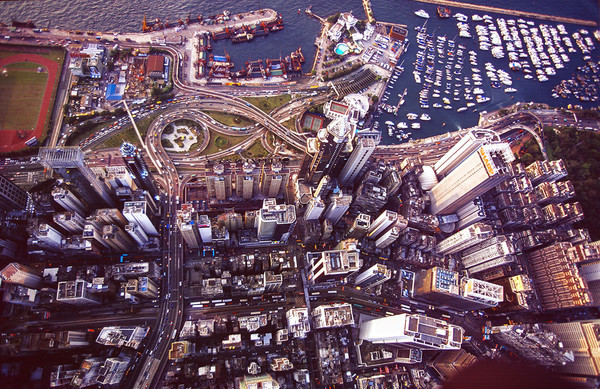 KM-332 Causeway Bay & Cross harbour tunnel from air - 1990 - Hong Kong in the 70s and 80s