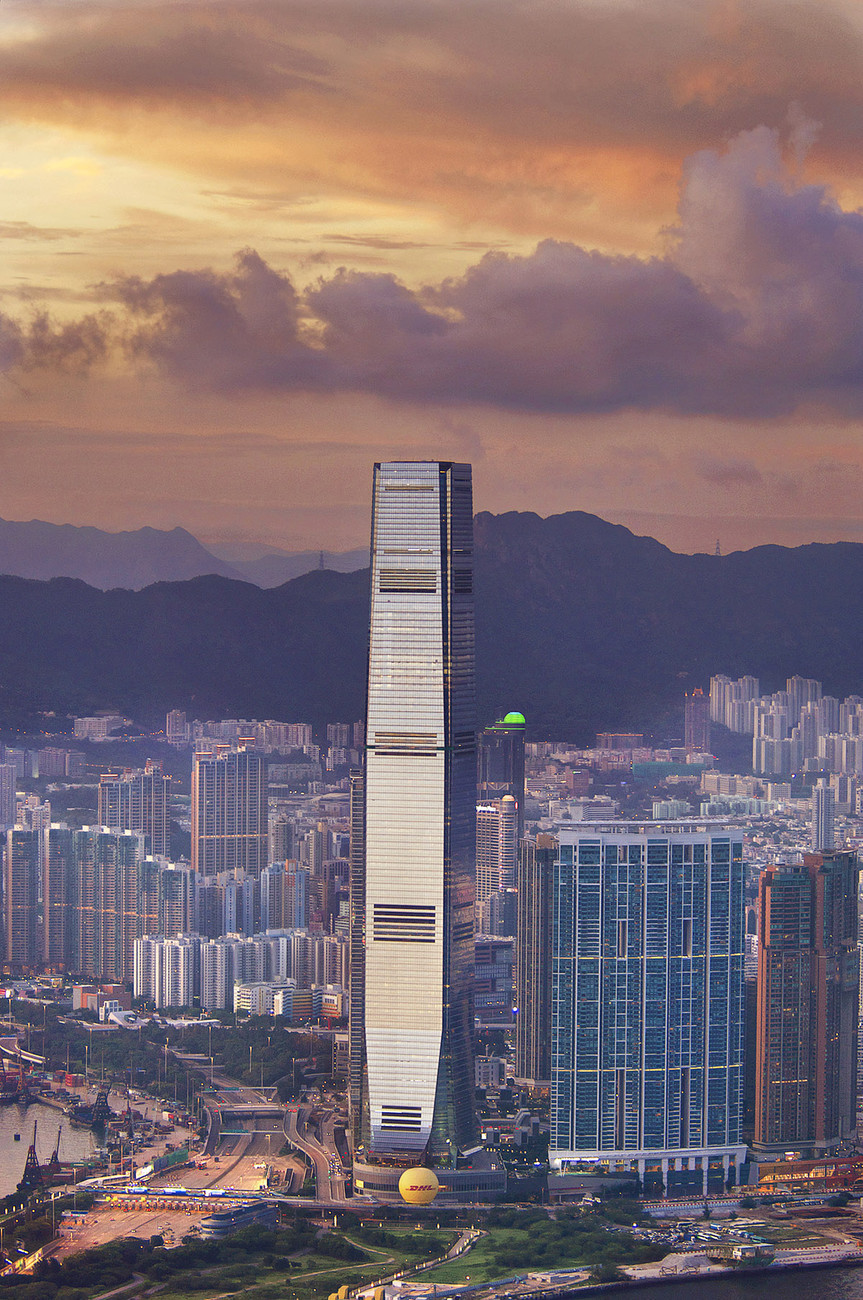 KM-319M ICC from the Peak at sunset - Hong Kong - Contemporary
