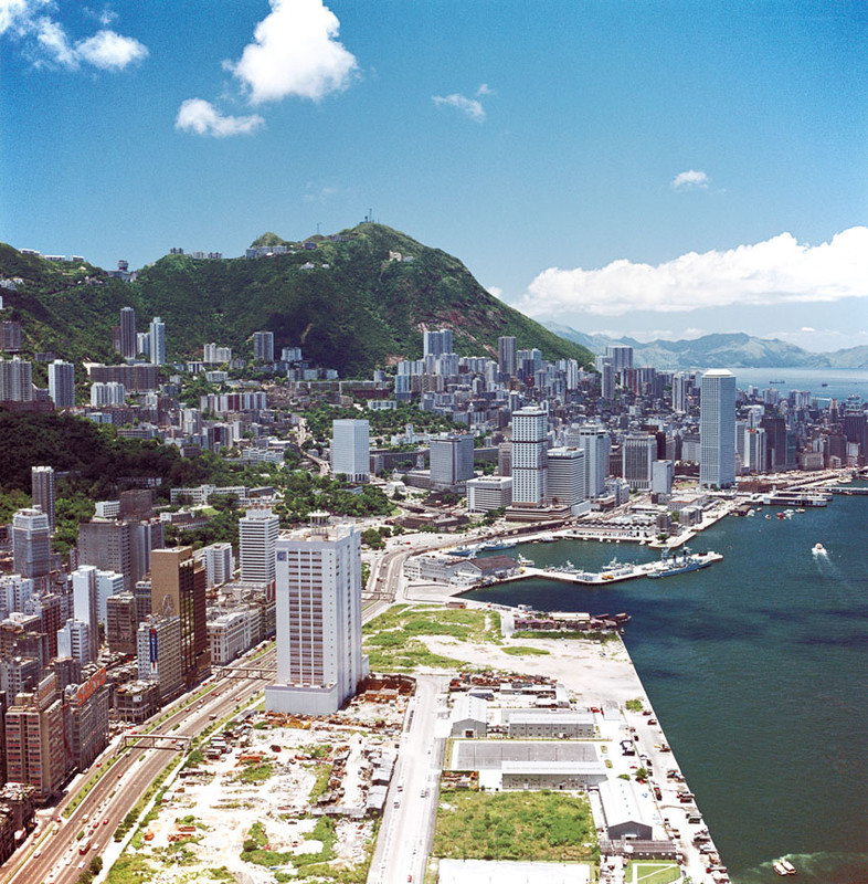 KM-103 North Wan Chai reclamation & Central from helicopter - 1975 - Hong Kong in the 70s and 80s
