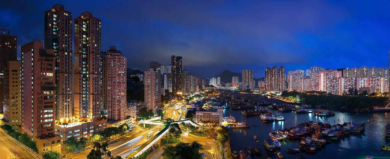 KMPAN-66 Aberdeen at night - 2013 - Panoramas of Hong Kong - comtemporary