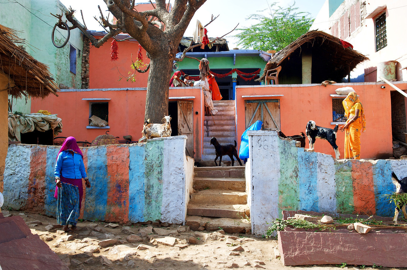 Ramathra Village house with goats - India