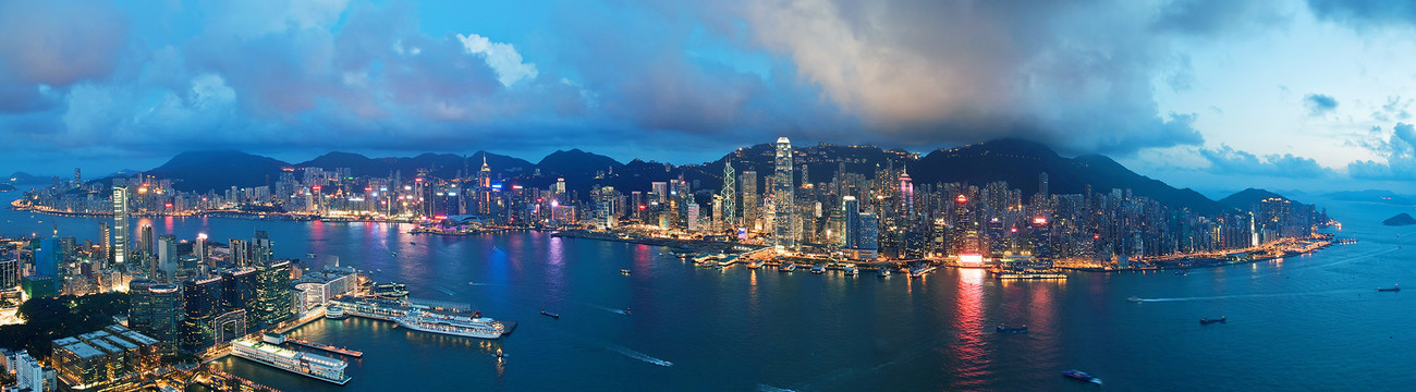 KMPAN-50 Hong Kong island from the ICC - Evening - Panoramas of Hong Kong - comtemporary