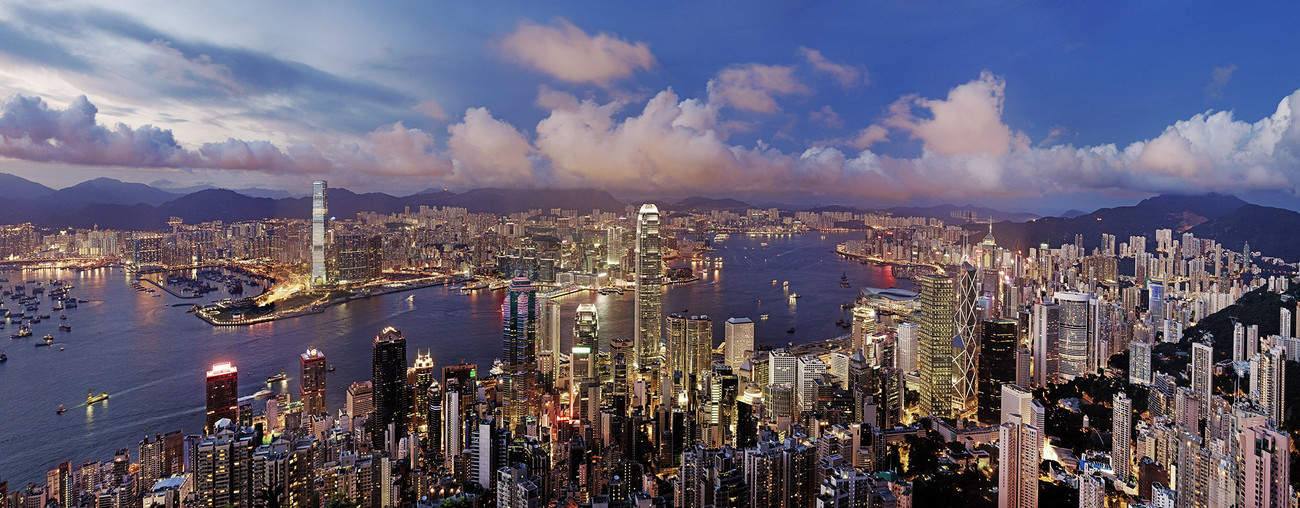 KMPAN-01A The Harbour from the Peak at night - 2012 - Panoramas of Hong Kong - comtemporary