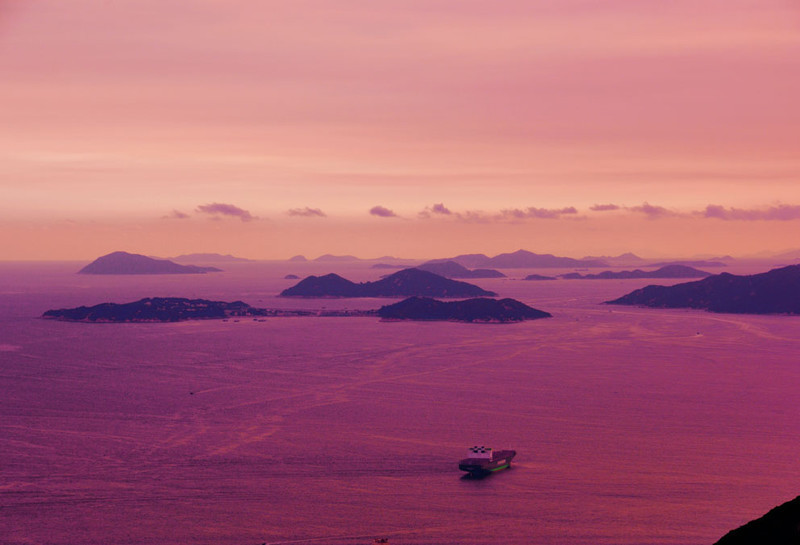 KM-245A Hong Kong - view over islands to Macau from the Peak 1990 - Hong Kong in the 70s and 80s
