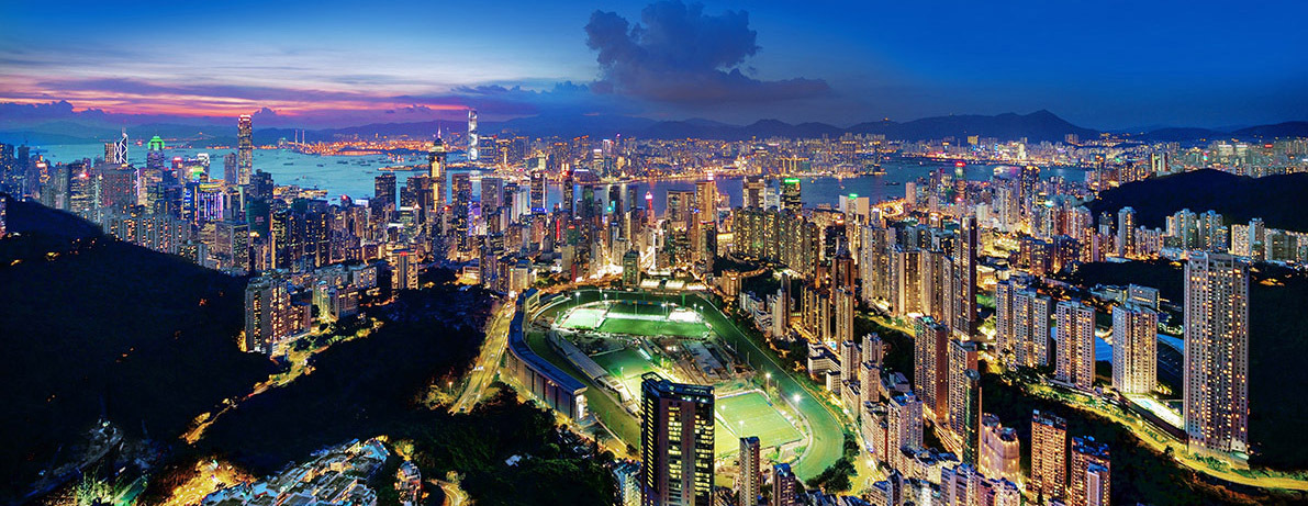 KMPAN-41 (Cropped) Happy Valley from Stubbs Road at night - 2014 - Panoramas of Hong Kong - comtemporary