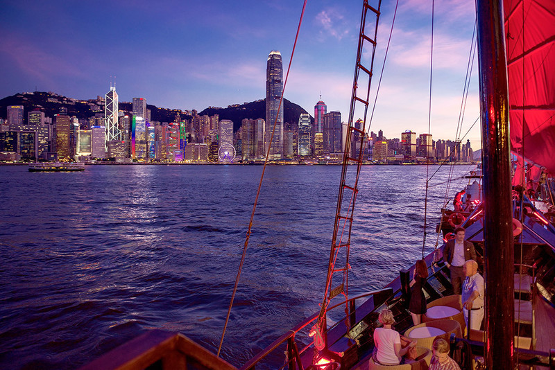 The island at sunset from the Aqua Luna Junk - DSC_8121 - Hong Kong with the Aqua Luna Junk