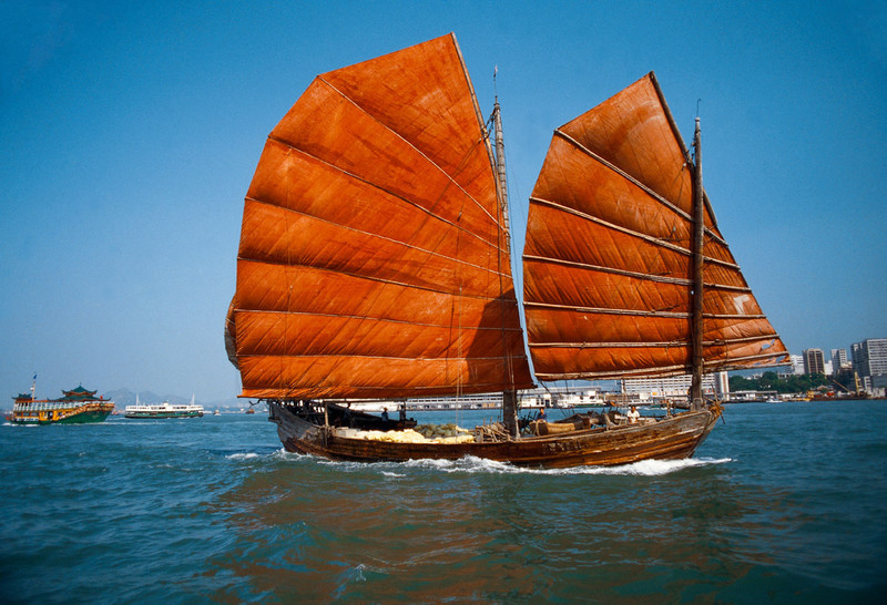 KM-51 Junk - broadside in harbour - 1978 - Junks, Sampans & Fishing in the 1970s & 80s
