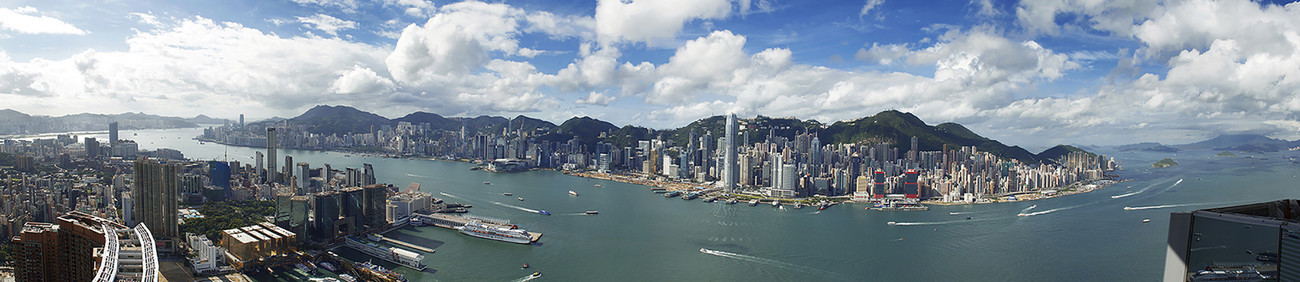 KMPAN-49 (wider) Hong Kong Island from the  ICC in the morning - Panoramas of Hong Kong - comtemporary